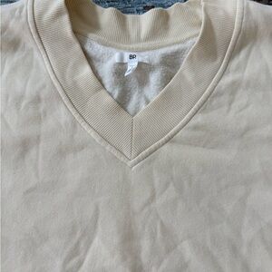 BP light yellow Cream V-Neck Sweatshirt